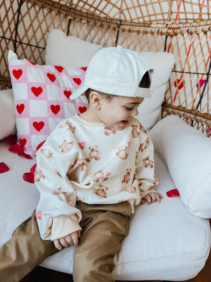 Teddy Bear Hearts Crewneck Sweatshirt by Little Joy Co., product view 16