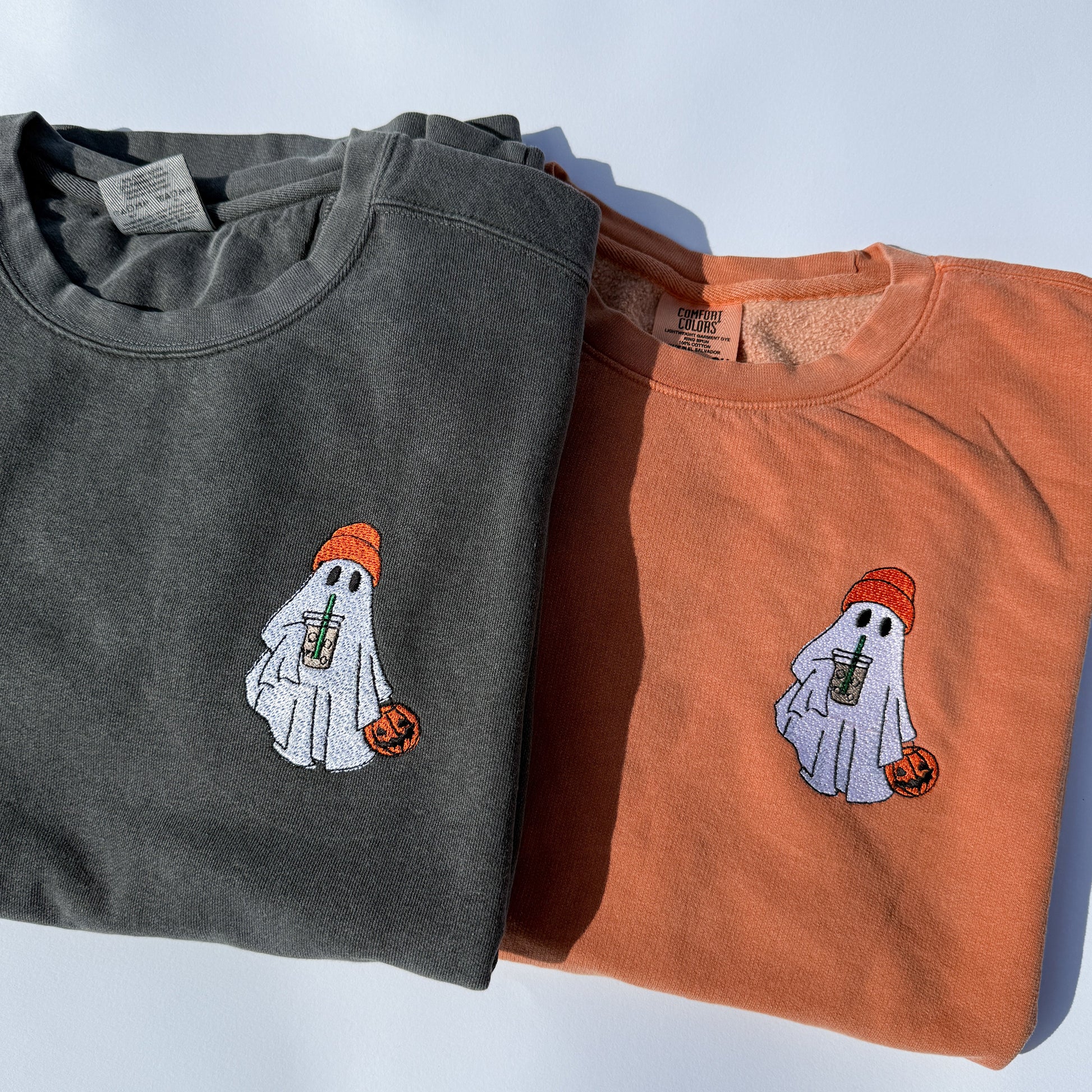 Adult Embroidered Iced Coffee Ghost Comfort Colors Crewneck Sweatshirt -… by Little Joy Co., product view 3