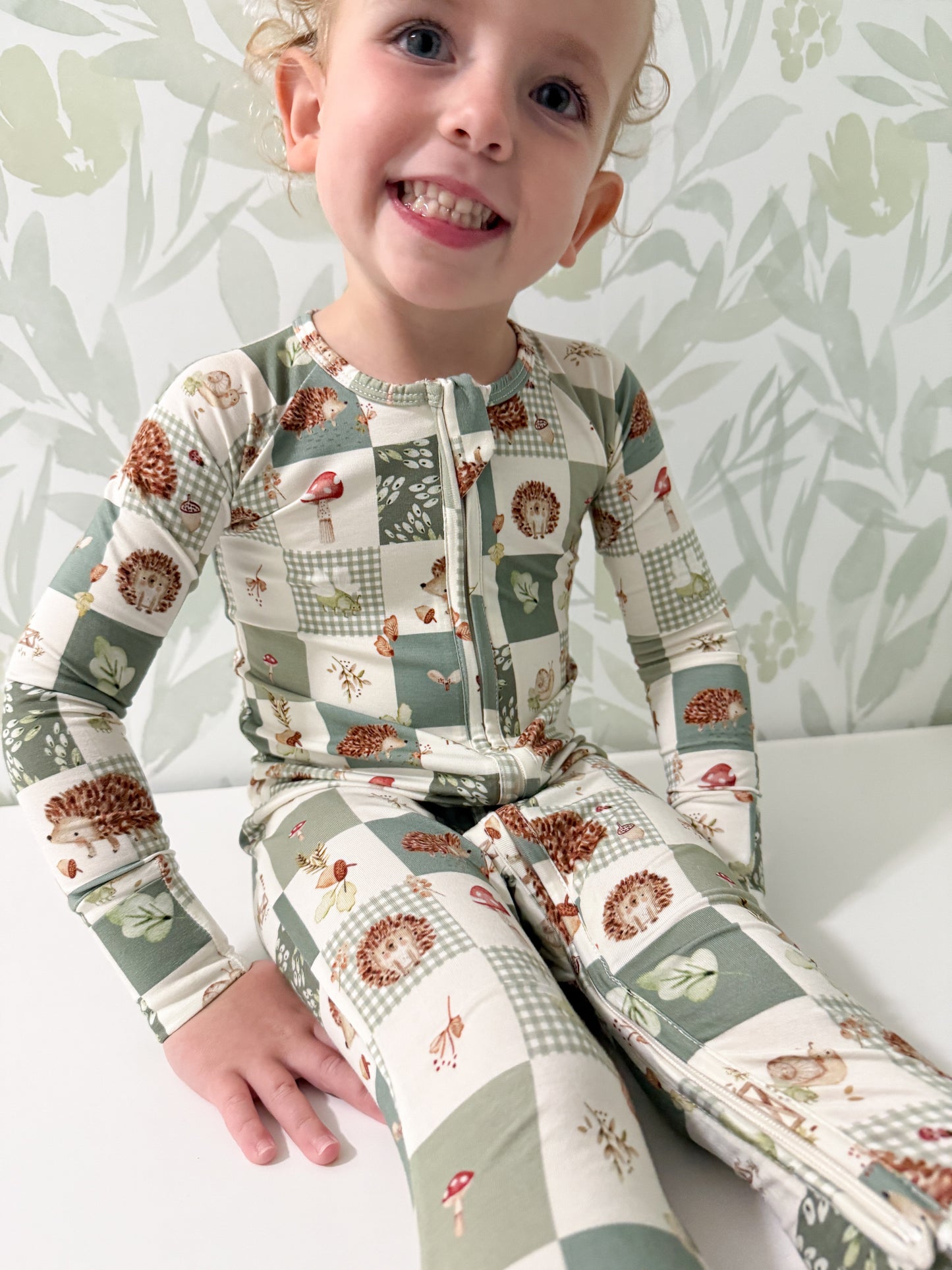 Harvest Hedgehogs Bamboo Zippy Pajamas by Little Joy Co., product view 4