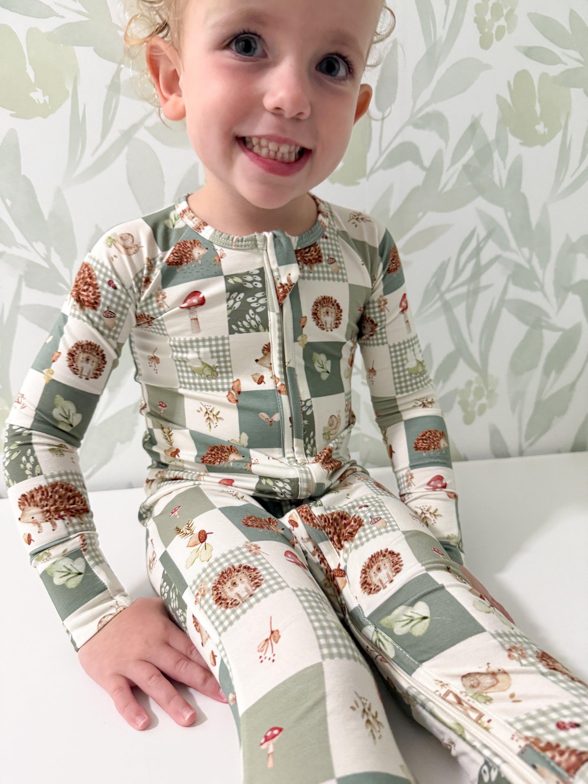 Harvest Hedgehogs Bamboo Zippy Pajamas by Little Joy Co., product view 12