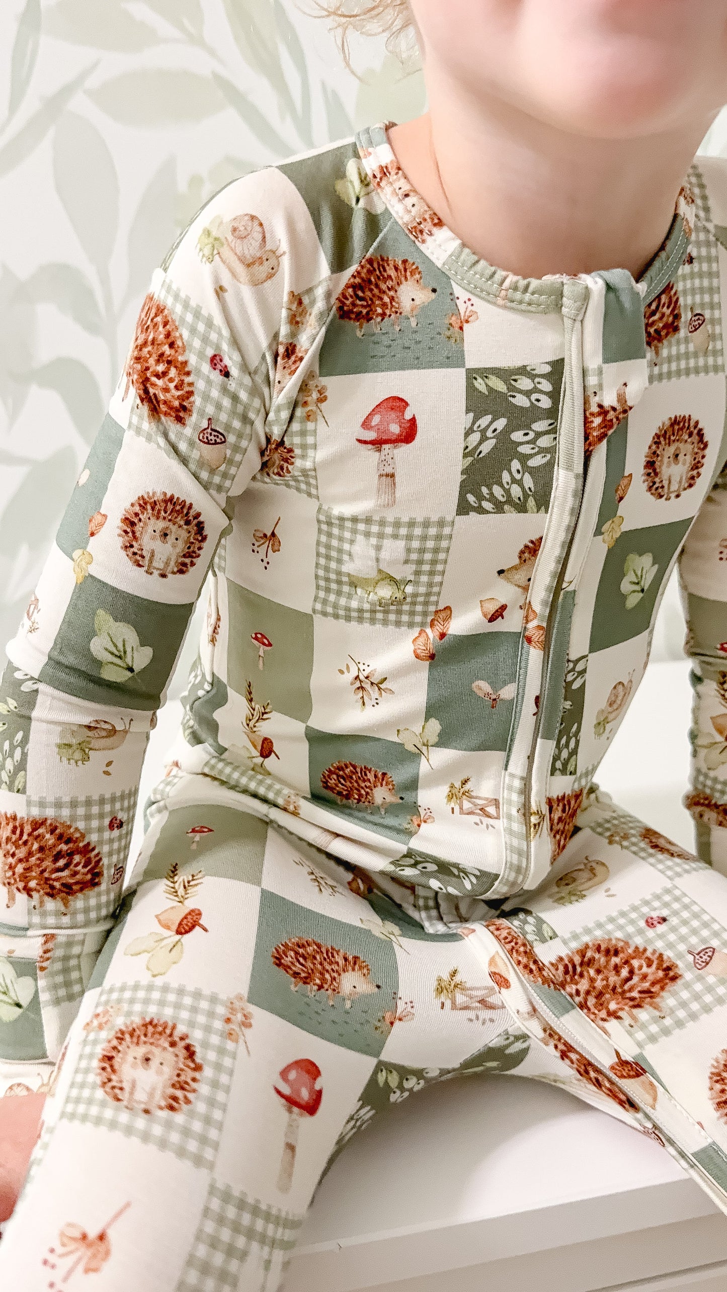 Harvest Hedgehogs Bamboo Zippy Pajamas by Little Joy Co., product view 3