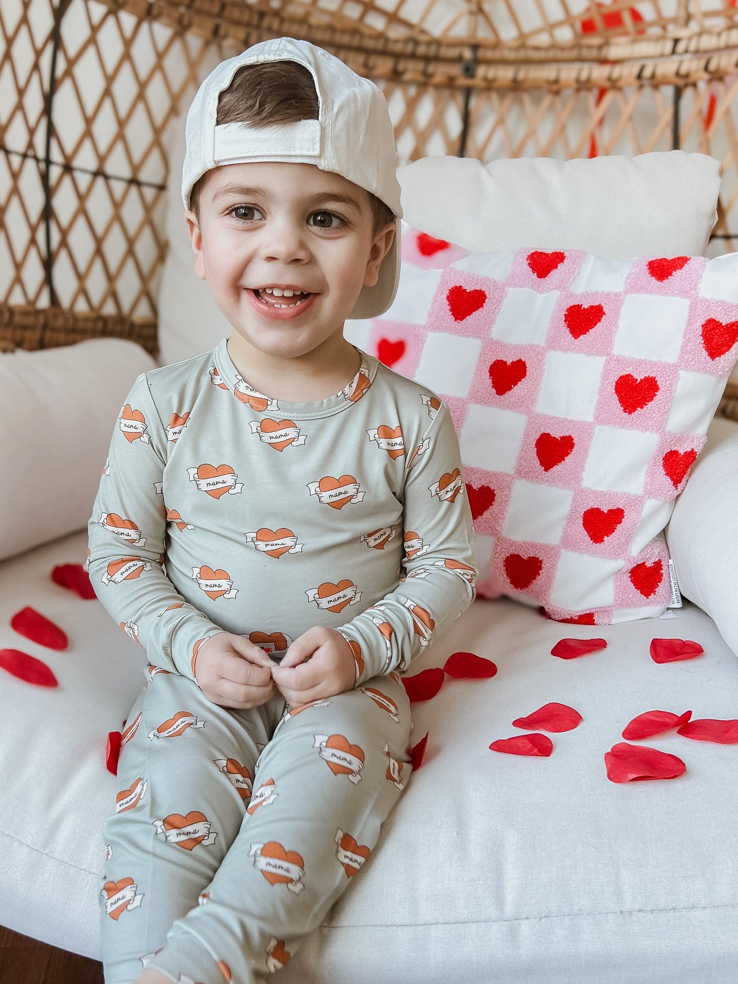 Mama Tattoo Hearts 2pc Bamboo Pajamas by Little Joy Co., product view 5