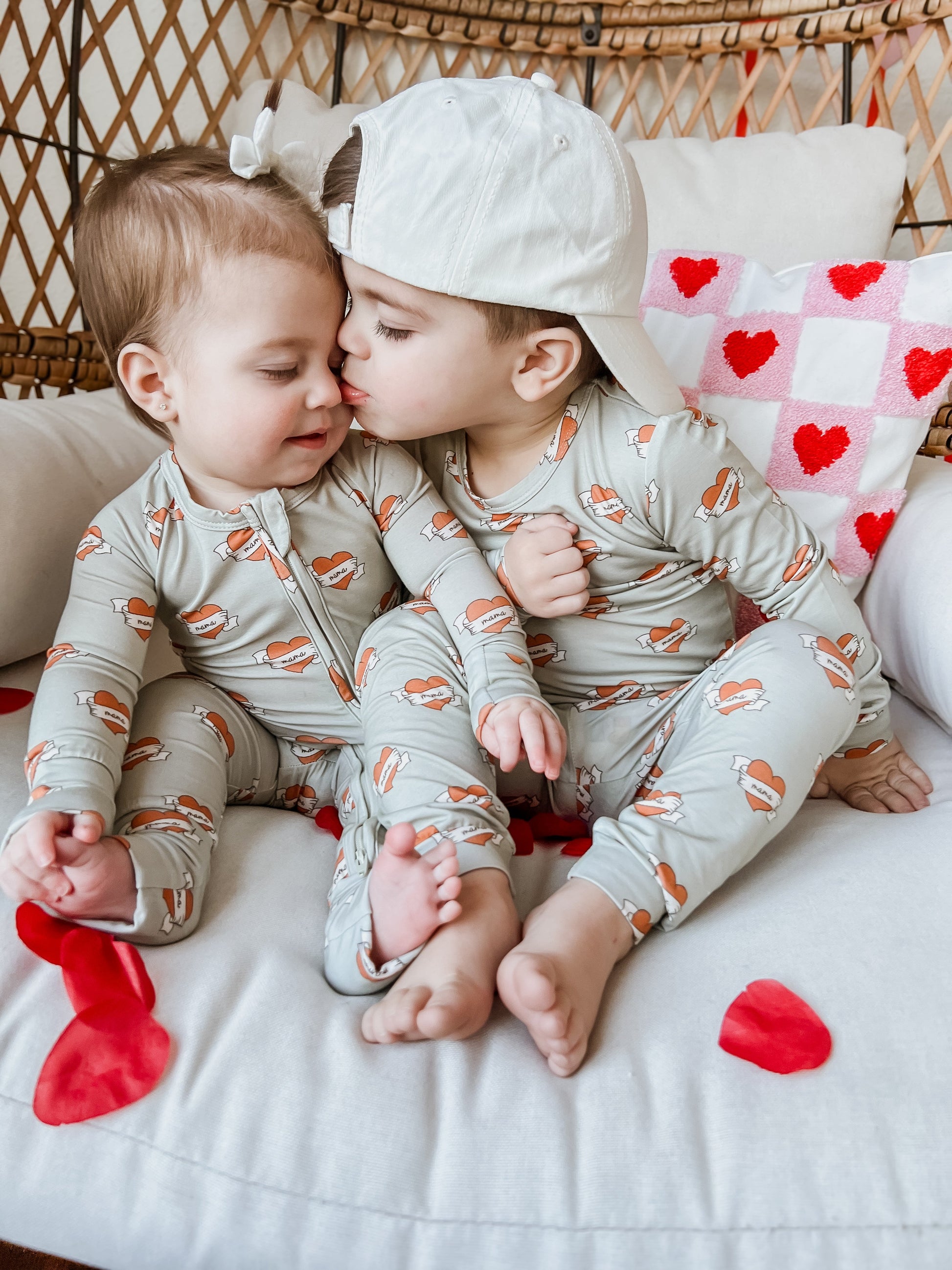 Mama Tattoo Hearts 2pc Bamboo Pajamas by Little Joy Co., product view 3
