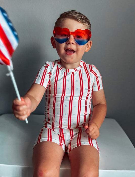 Stars & Stripes 2pc Bamboo Pajamas by Little Joy Co.