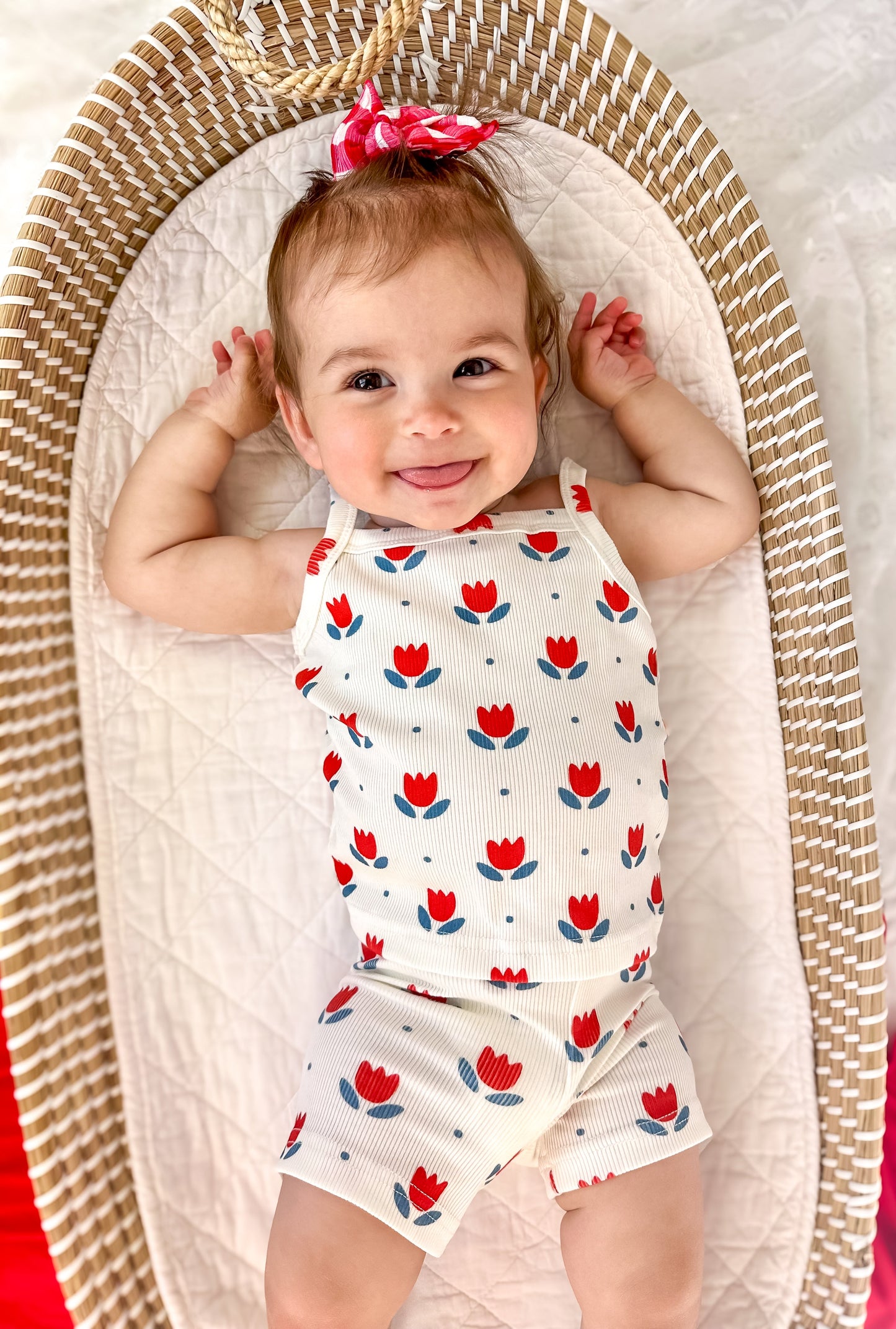 Red White & Blue Tulip Ribbed Bamboo 2pc Tank Set *Sizes 4T-6 left by Little Joy Co.