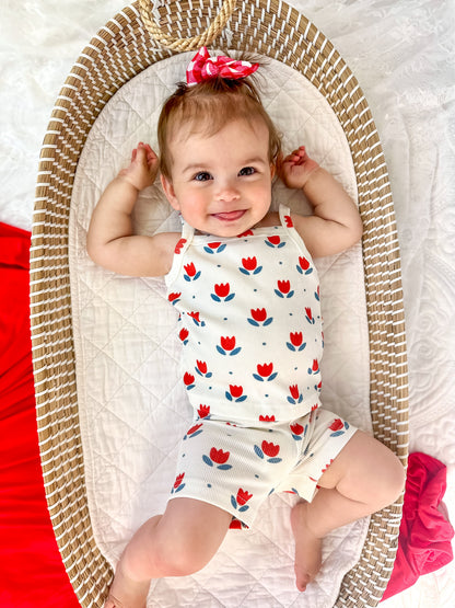 Red White & Blue Tulip Ribbed Bamboo 2pc Tank Set *Sizes 4T-6 left by Little Joy Co., product view 8