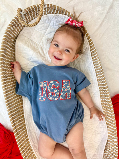 USA Daisy Oversized T-Shirt Romper by Little Joy Co., product view 2