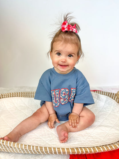 USA Daisy Oversized T-Shirt Romper by Little Joy Co., product view 10