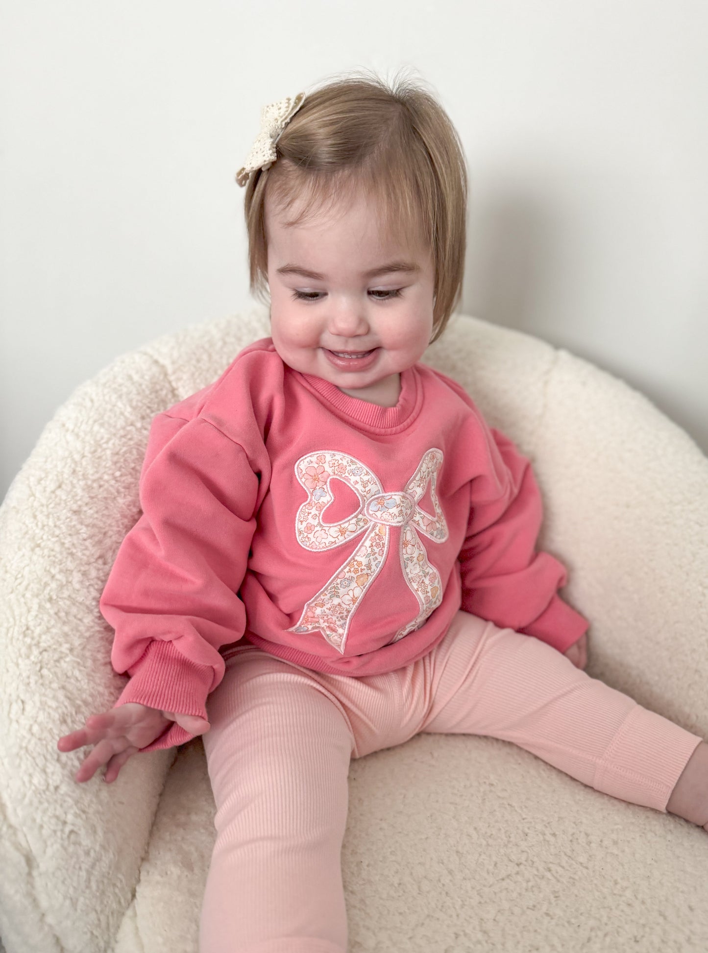 Applique Floral Bow Crewneck Sweatshirt by Little Joy Co., product view 17