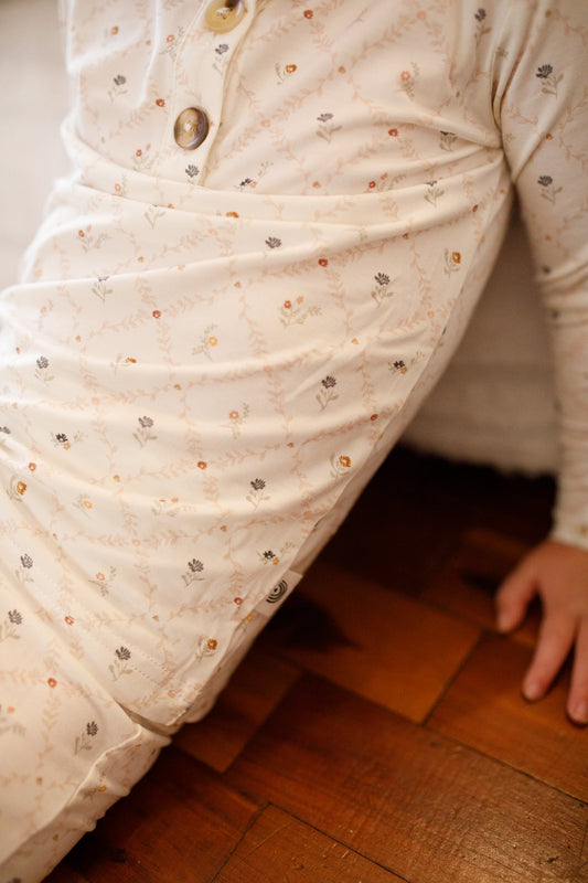 Vintage Blooms 2pc Henley Bamboo Pajamas - Sizes Newborn & Up! by Little Joy Co., product view 2