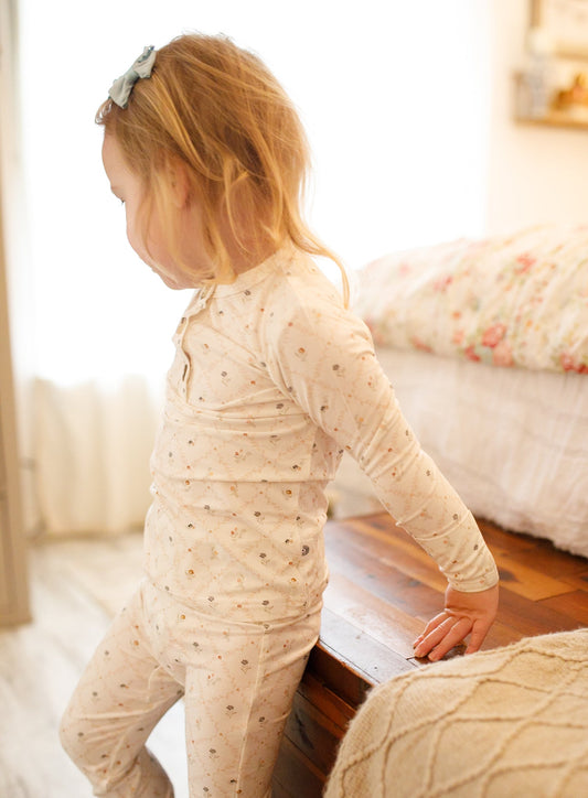 Vintage Blooms 2pc Henley Bamboo Pajamas - Sizes Newborn & Up! by Little Joy Co.