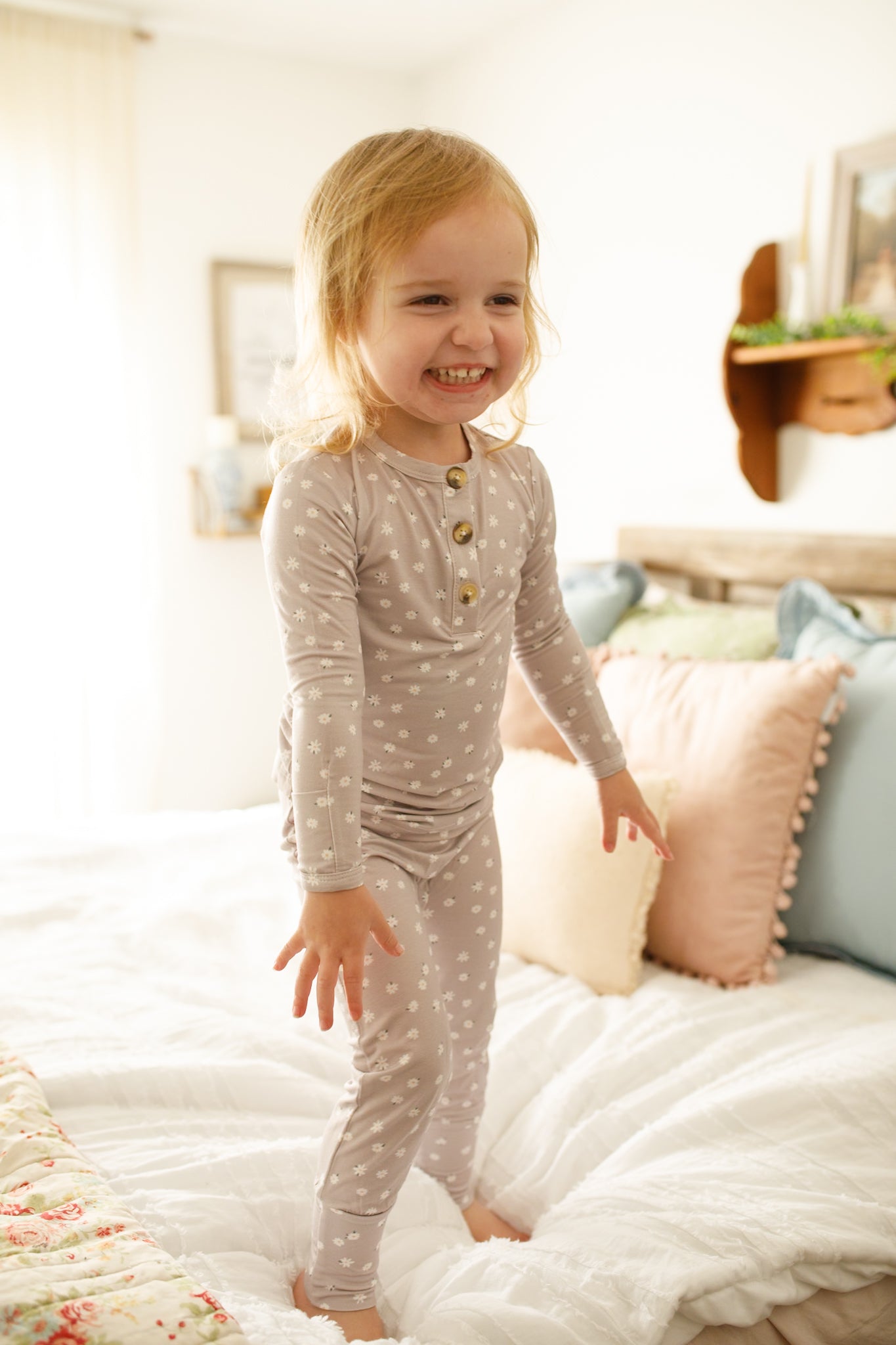 Oopsie Daisy 2pc Henley Bamboo Pajamas - Sizes Newborn & Up! by Little Joy Co., product view 7