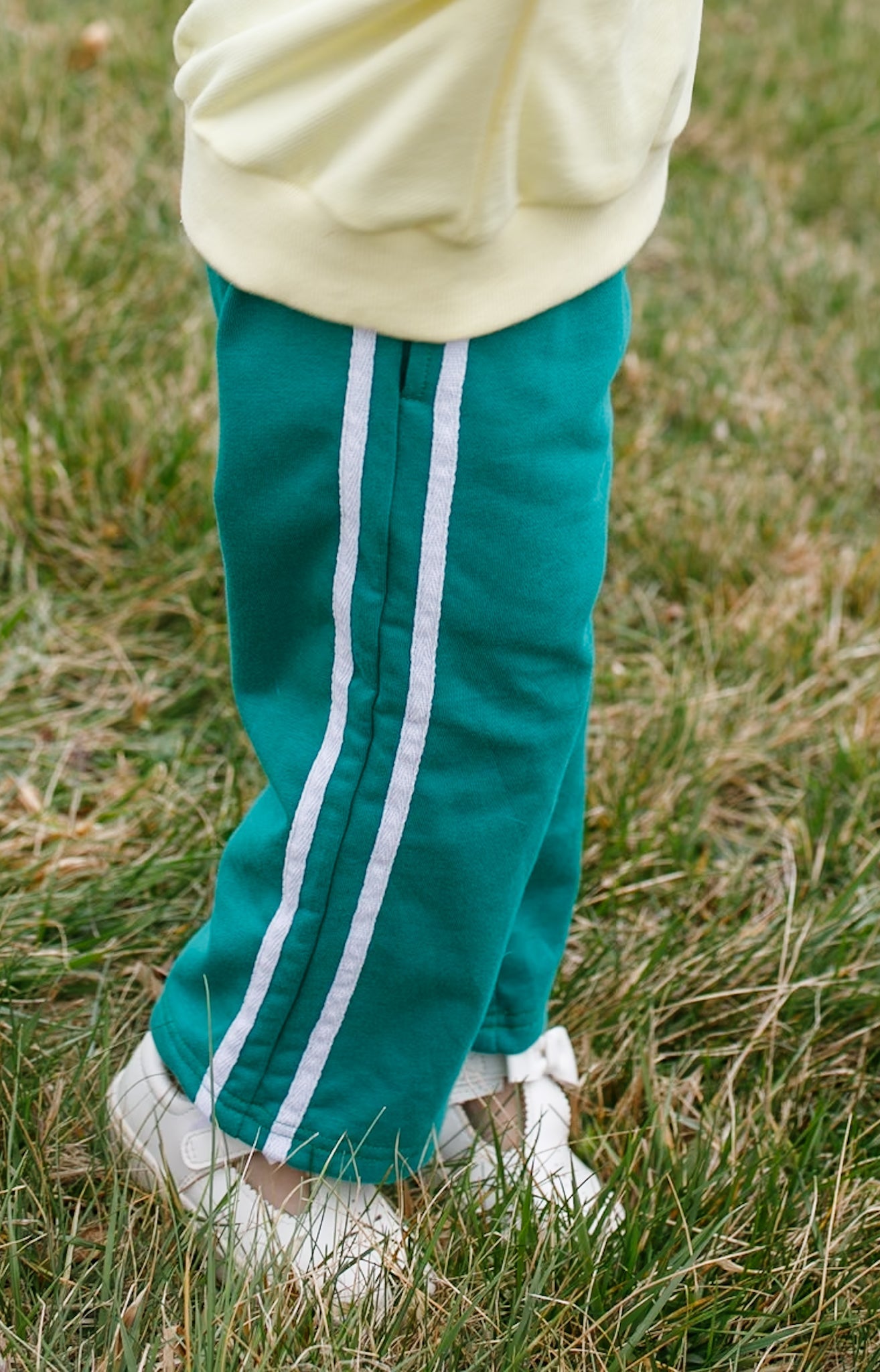 Cotton French Terry Striped Wide Leg Pants by Little Joy Co.