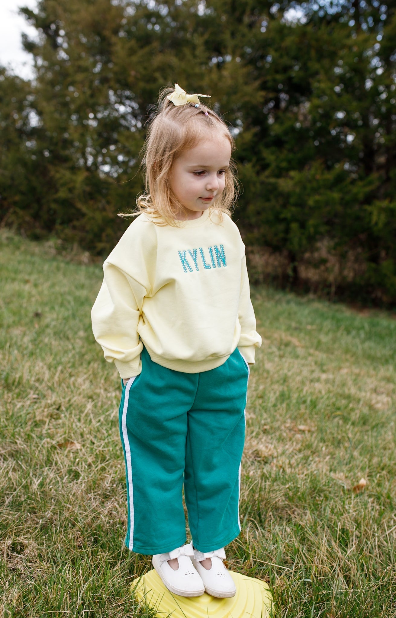 Cotton French Terry Striped Wide Leg Pants by Little Joy Co., product view 4