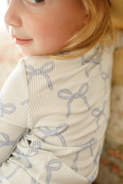 Blue Belle Ribbed Bamboo Zippy Pajamas by Little Joy Co., product view 2