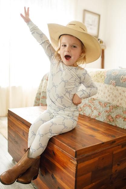 Blue Belle 2pc Ribbed Bamboo Pajamas by Little Joy Co., product view 13
