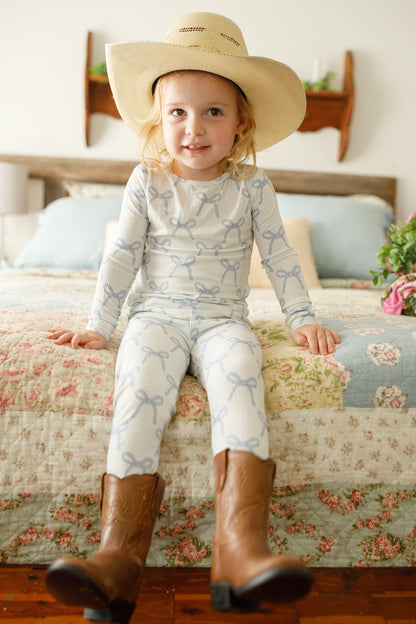 Blue Belle 2pc Ribbed Bamboo Pajamas by Little Joy Co., product view 16
