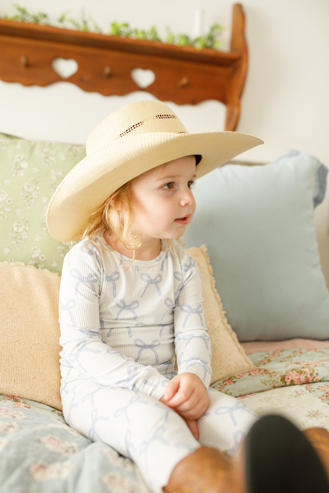 Blue Belle 2pc Ribbed Bamboo Pajamas by Little Joy Co., product view 9