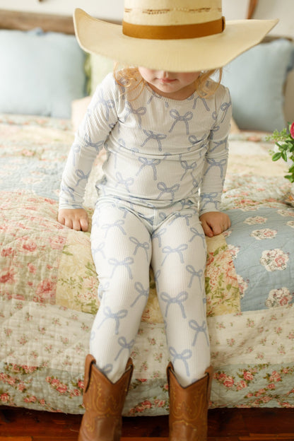 Blue Belle 2pc Ribbed Bamboo Pajamas by Little Joy Co., product view 14
