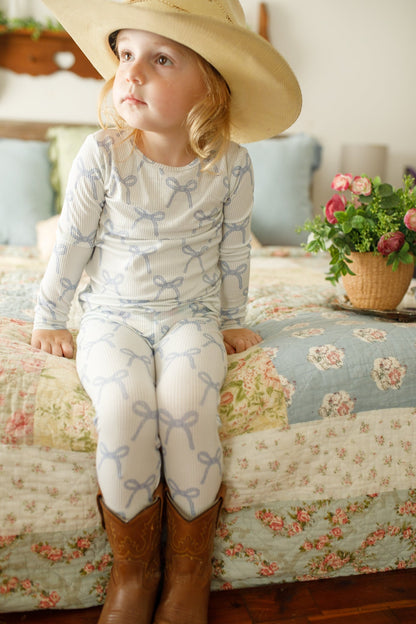 Blue Belle 2pc Ribbed Bamboo Pajamas by Little Joy Co.