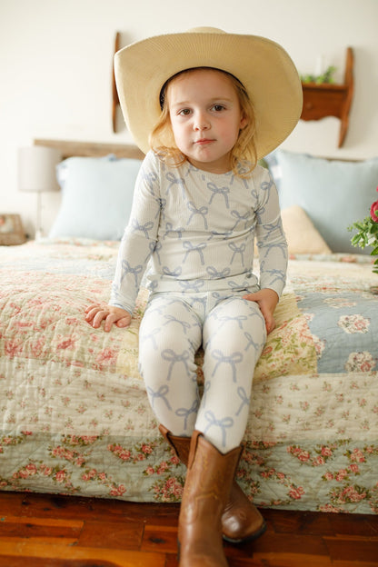 Blue Belle 2pc Ribbed Bamboo Pajamas by Little Joy Co., product view 17
