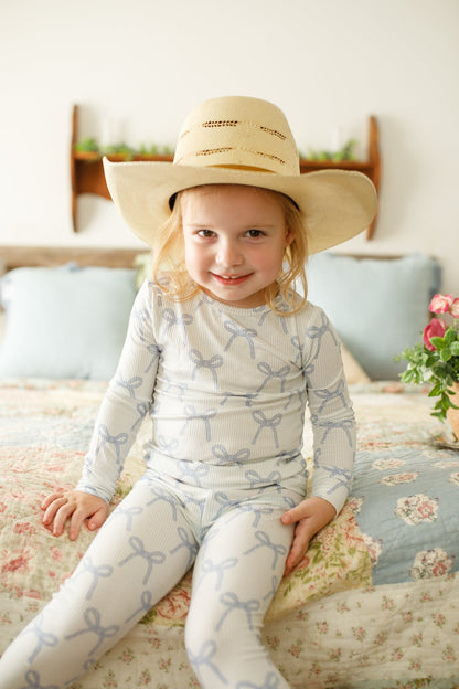 Blue Belle 2pc Ribbed Bamboo Pajamas by Little Joy Co., product view 10