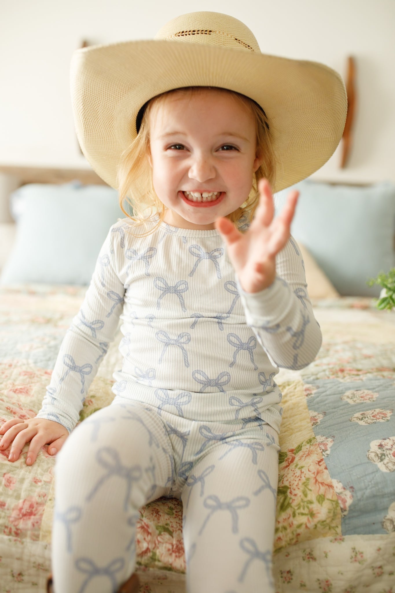 Blue Belle 2pc Ribbed Bamboo Pajamas by Little Joy Co., product view 8