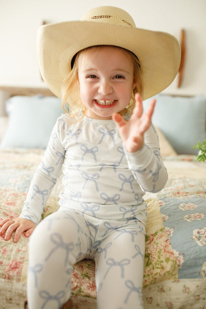 Blue Belle 2pc Ribbed Bamboo Pajamas by Little Joy Co., product view 8