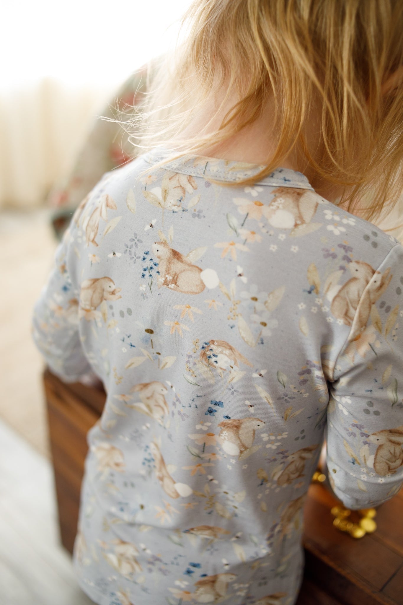 Bunny Blossoms 2pc Bamboo Pajamas by Little Joy Co., product view 2