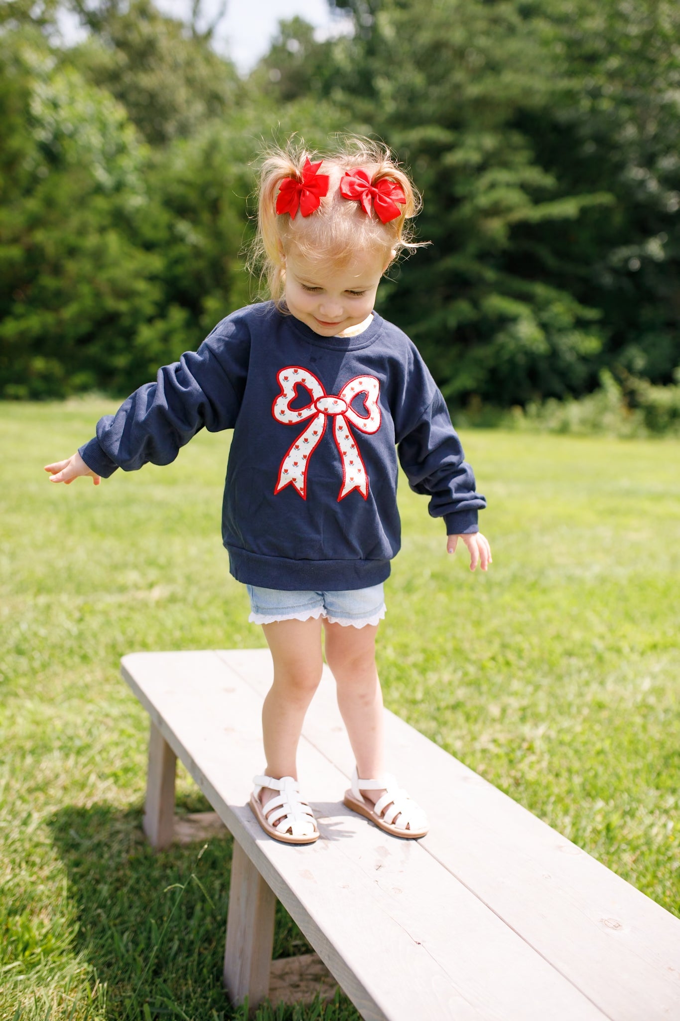 Tulip Bow Applique Crewneck Sweatshirt by Little Joy Co., product view 4