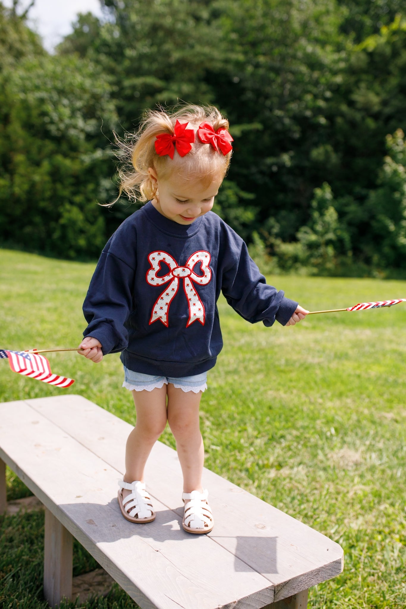 Tulip Bow Applique Crewneck Sweatshirt by Little Joy Co., product view 6