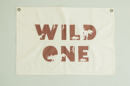Wild One First Birthday Canvas Banner - Dino Theme by Little Joy Co., product view 3