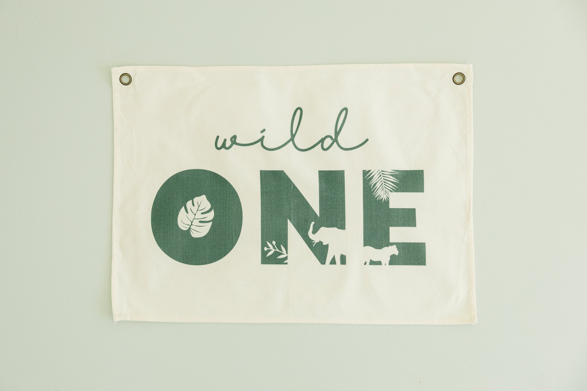 Wild One First Birthday Canvas Banner - Jungle Theme by Little Joy Co., product view 2