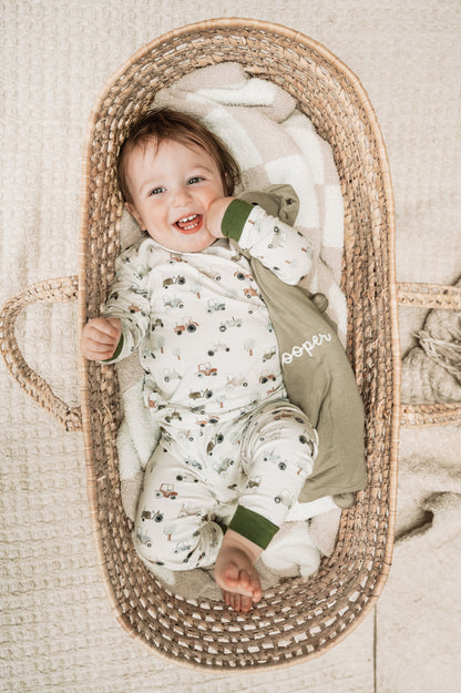 Tiny Tractors 2pc Bamboo Pajamas by Little Joy Co., product view 2
