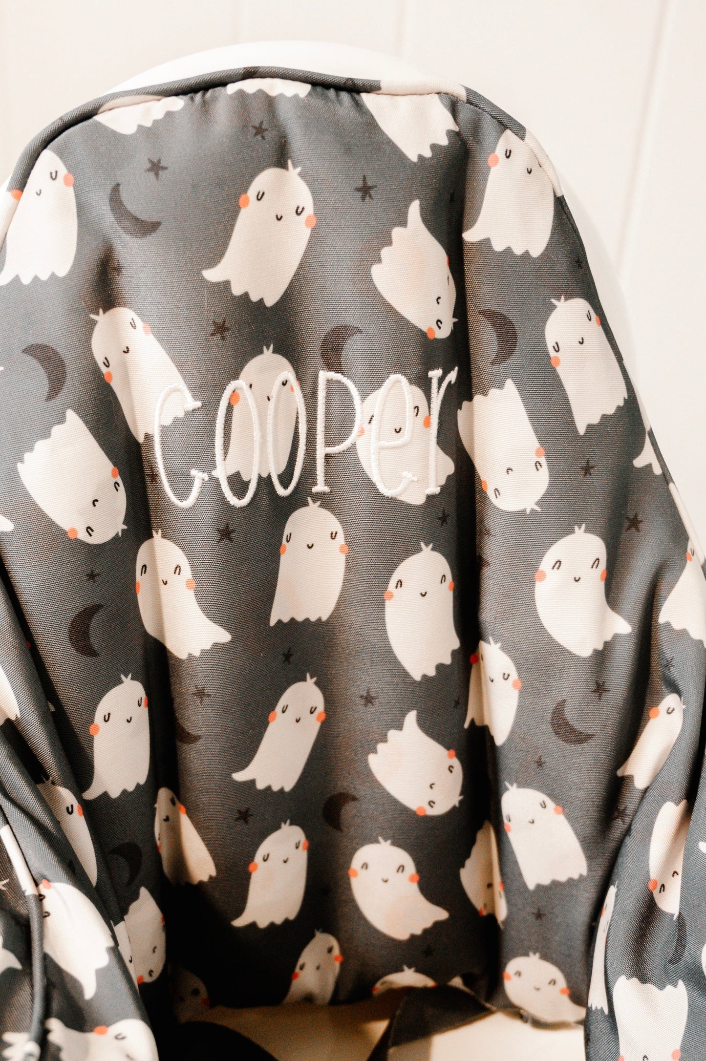 Black Ghost Print IKEA Antilop Cushion Cover - Optional Custom Embroidery! by Little Joy Co., product view 2