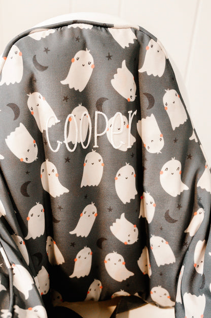 Black Ghost Print IKEA Antilop Cushion Cover - Optional Custom Embroidery! by Little Joy Co., product view 2