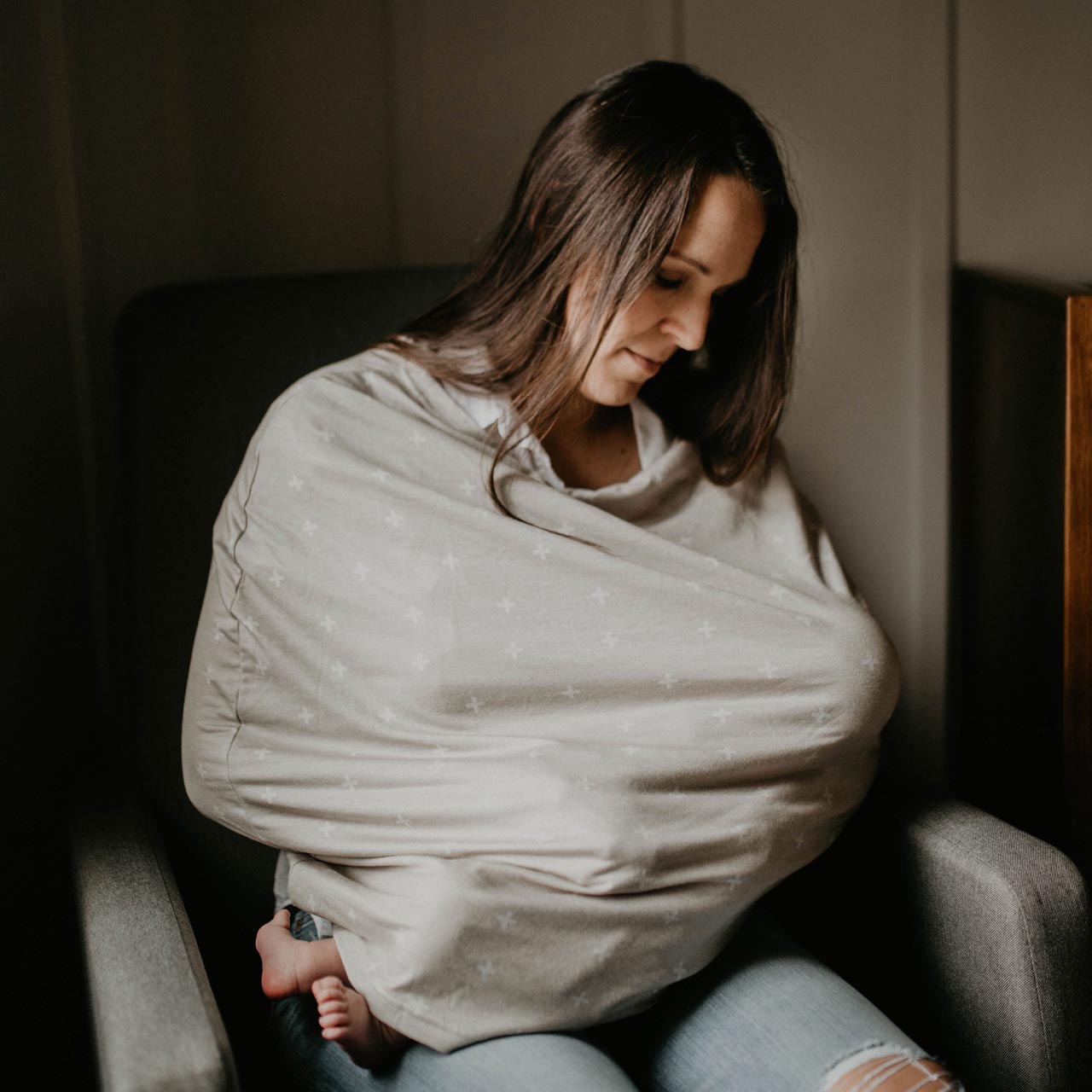 Multi-use Cover, White/Navy Stripes by Parker Baby Co., product view 9