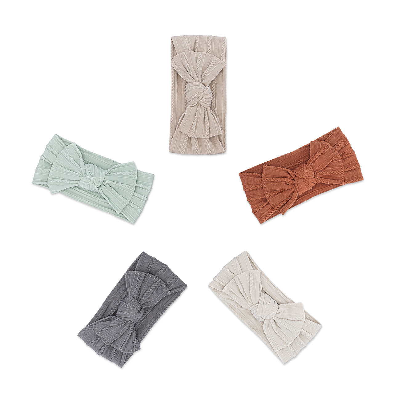 Pebble Set - Cable Knit Knotted Headbands - 5 Pack by Parker Baby Co.