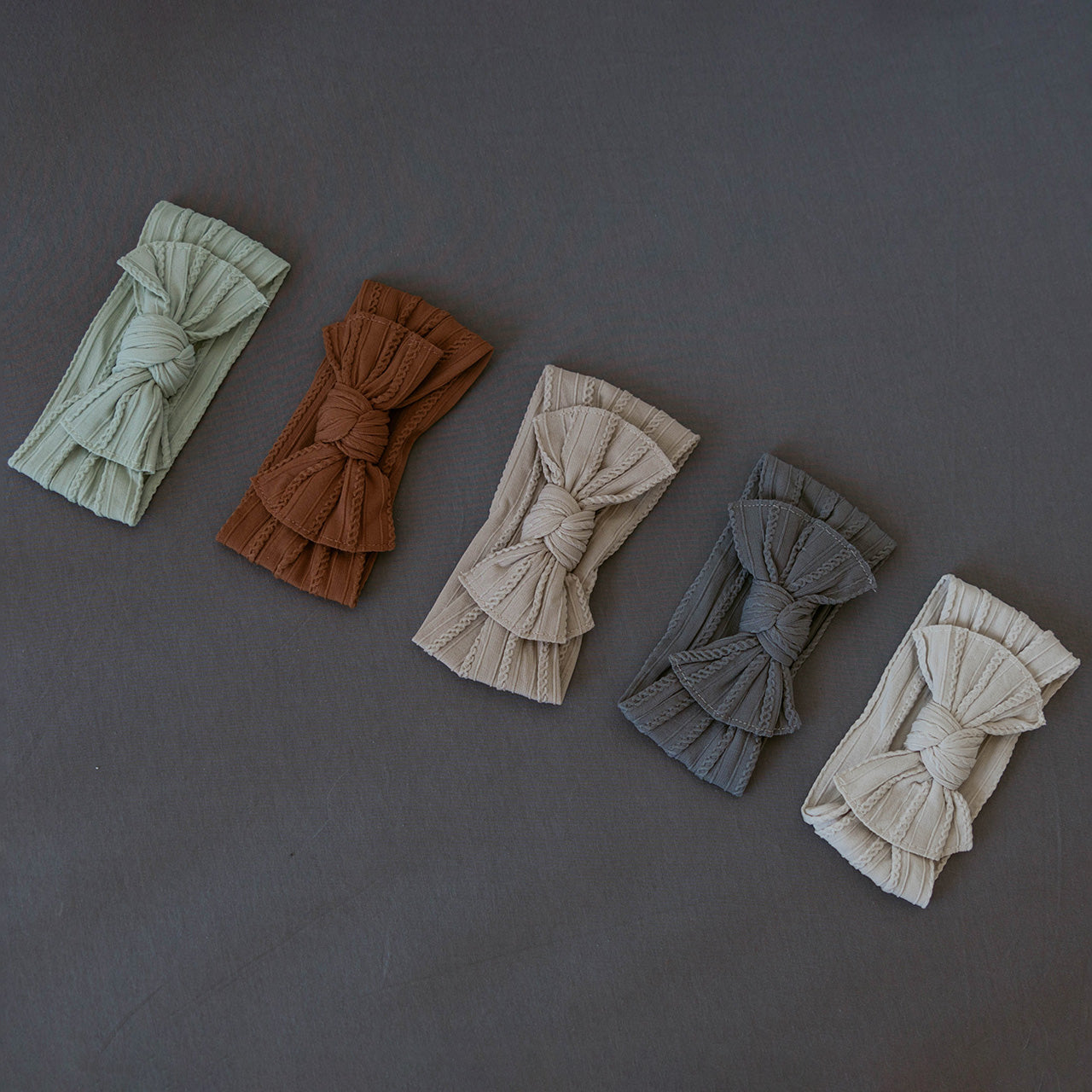 Pebble Set - Cable Knit Knotted Headbands - 5 Pack by Parker Baby Co., product view 11