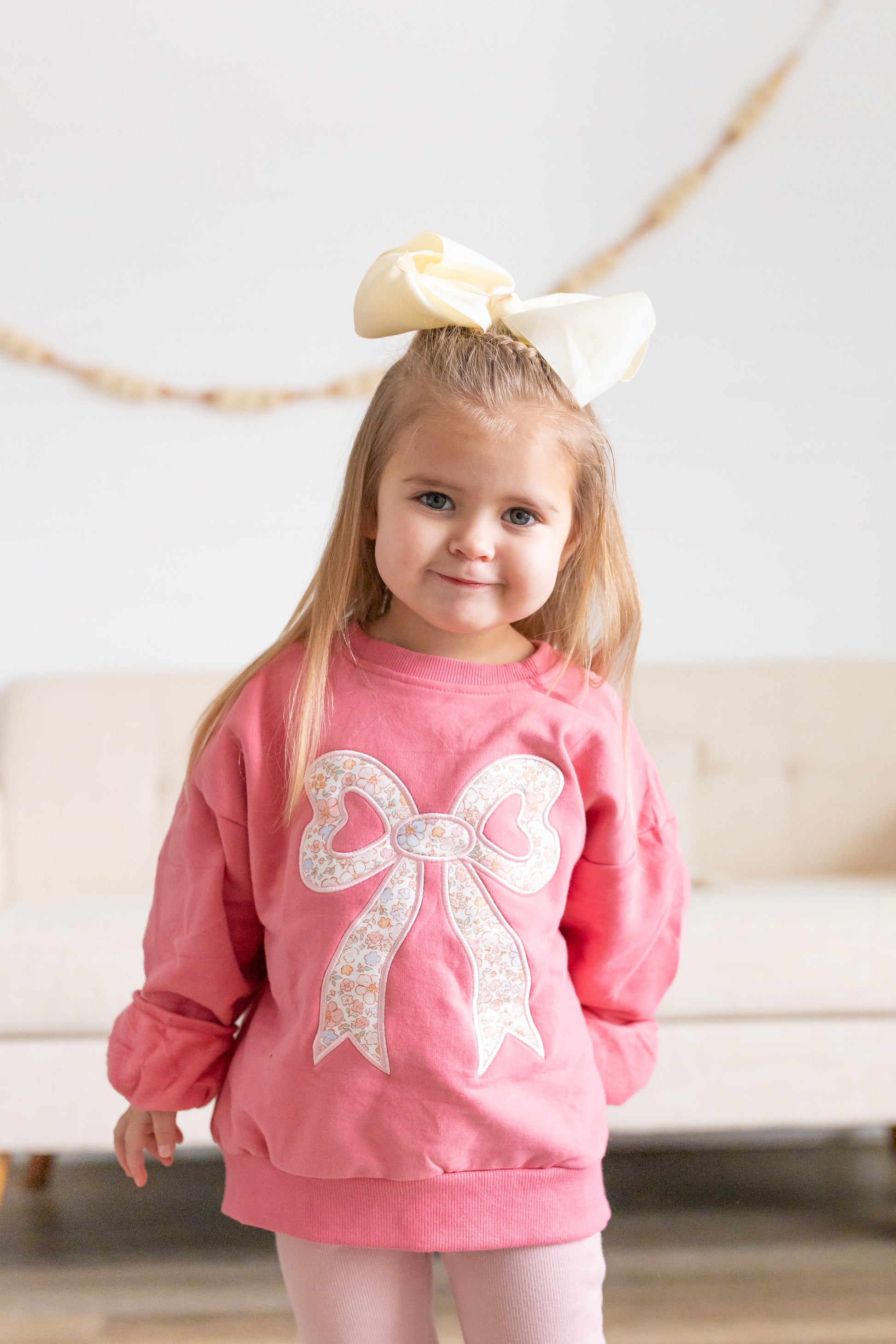 Applique Floral Bow Crewneck Sweatshirt by Little Joy Co., product view 7