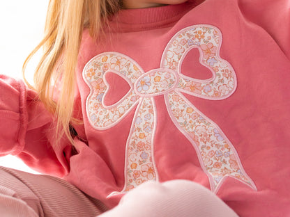 Applique Floral Bow Crewneck Sweatshirt by Little Joy Co., product view 3