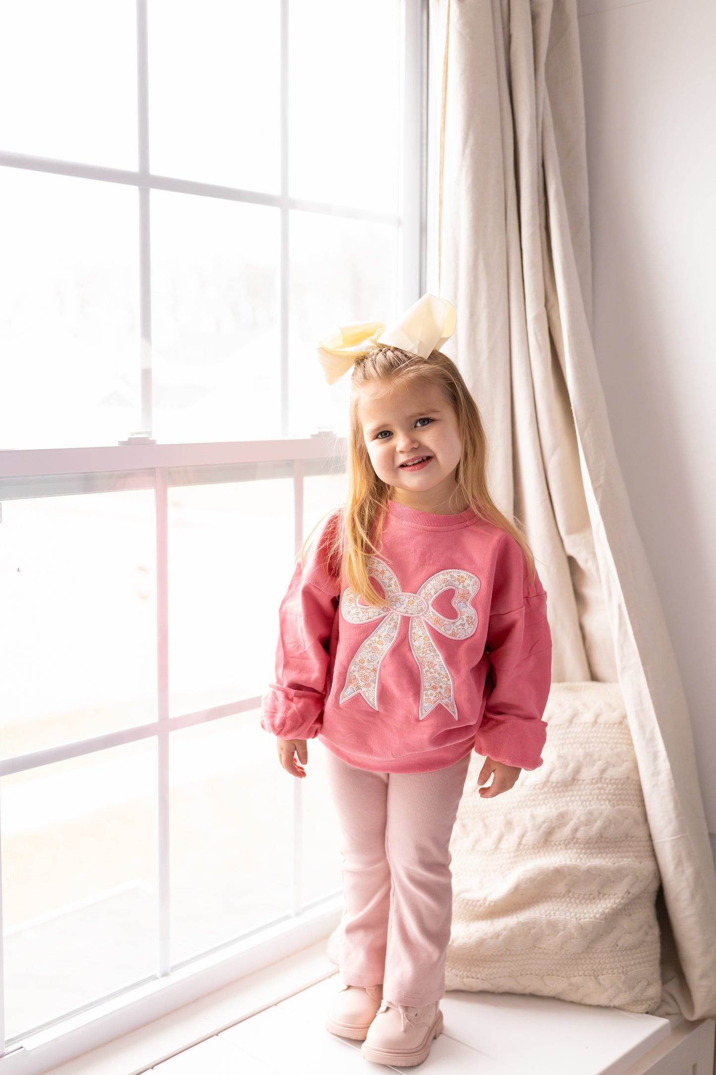 Applique Floral Bow Crewneck Sweatshirt by Little Joy Co., product view 8
