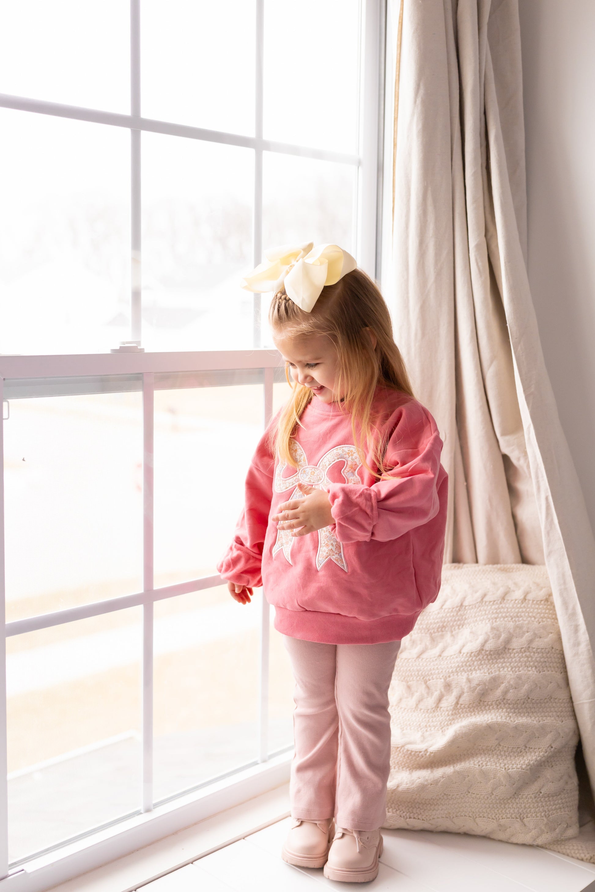 Applique Floral Bow Crewneck Sweatshirt by Little Joy Co., product view 9