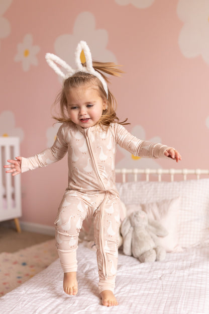 Silly Goose on the Loose Bamboo Zippy Romper by Little Joy Co., product view 8