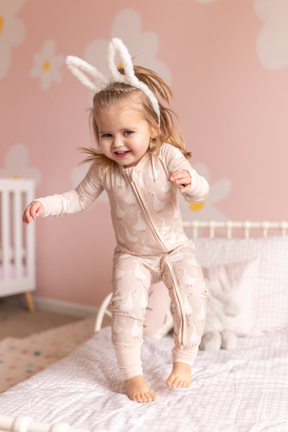 Silly Goose on the Loose Bamboo Zippy Romper by Little Joy Co., product view 9