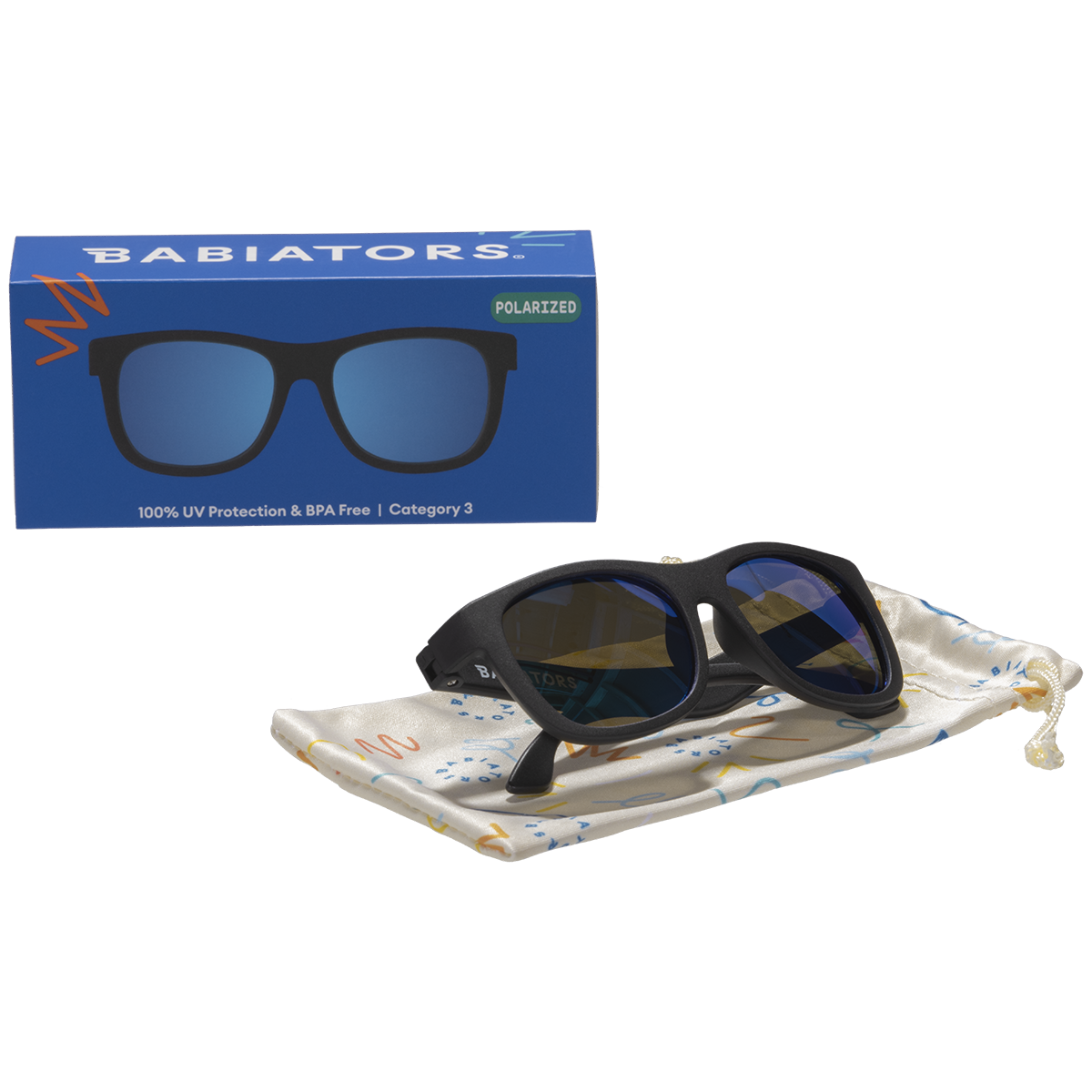 Babiators Jet Black Navigator Kids’ Polarized Sunglasses – Cobalt Blue