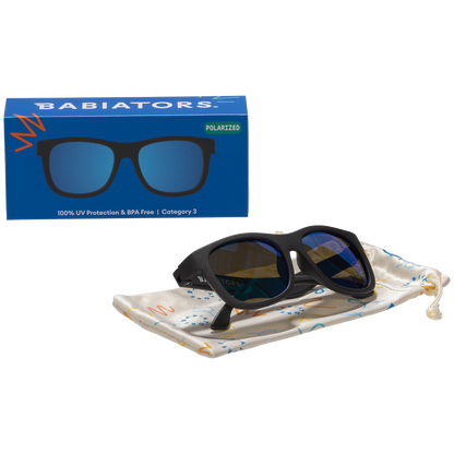 Babiators Jet Black Navigator Kids’ Polarized Sunglasses – Cobalt Blue