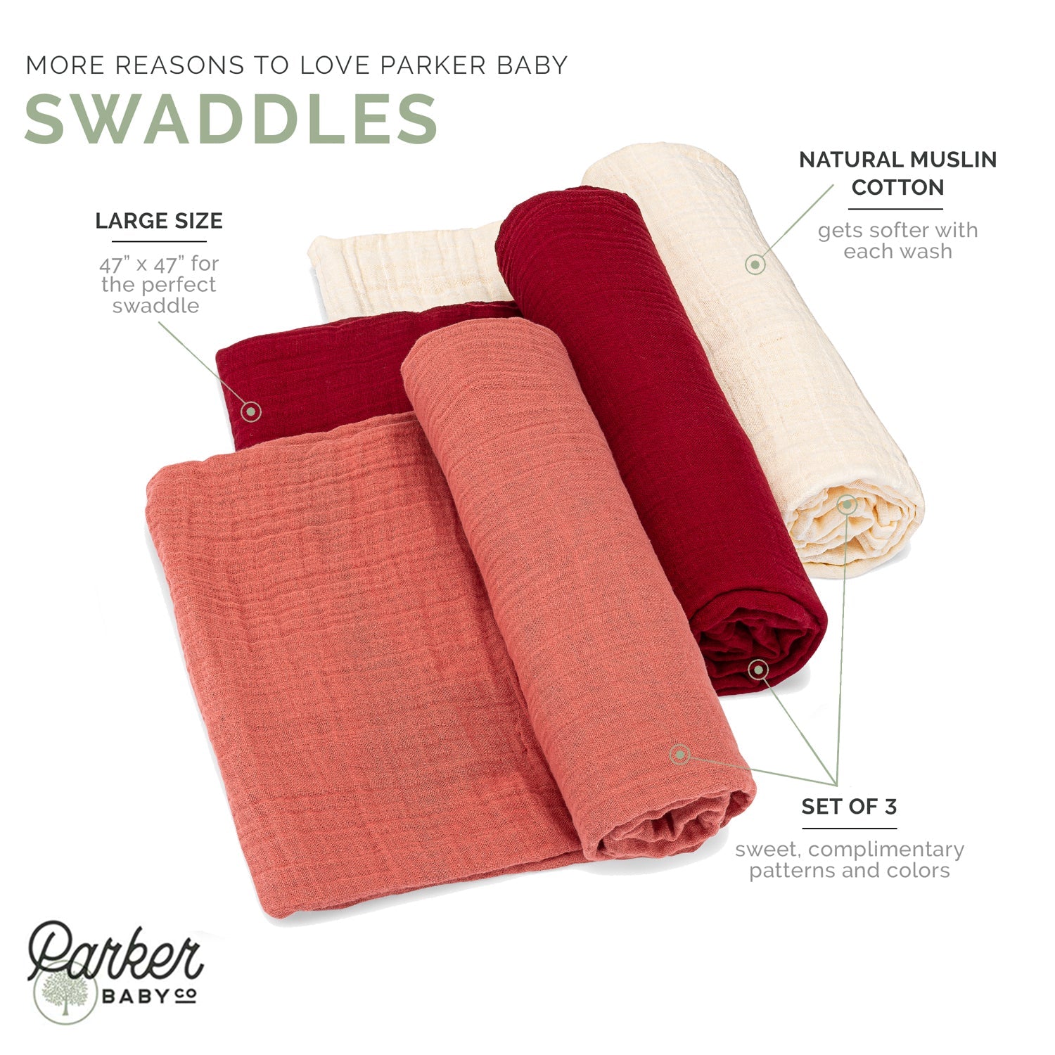 Rose Swaddle Set by Parker Baby Co., product view 3