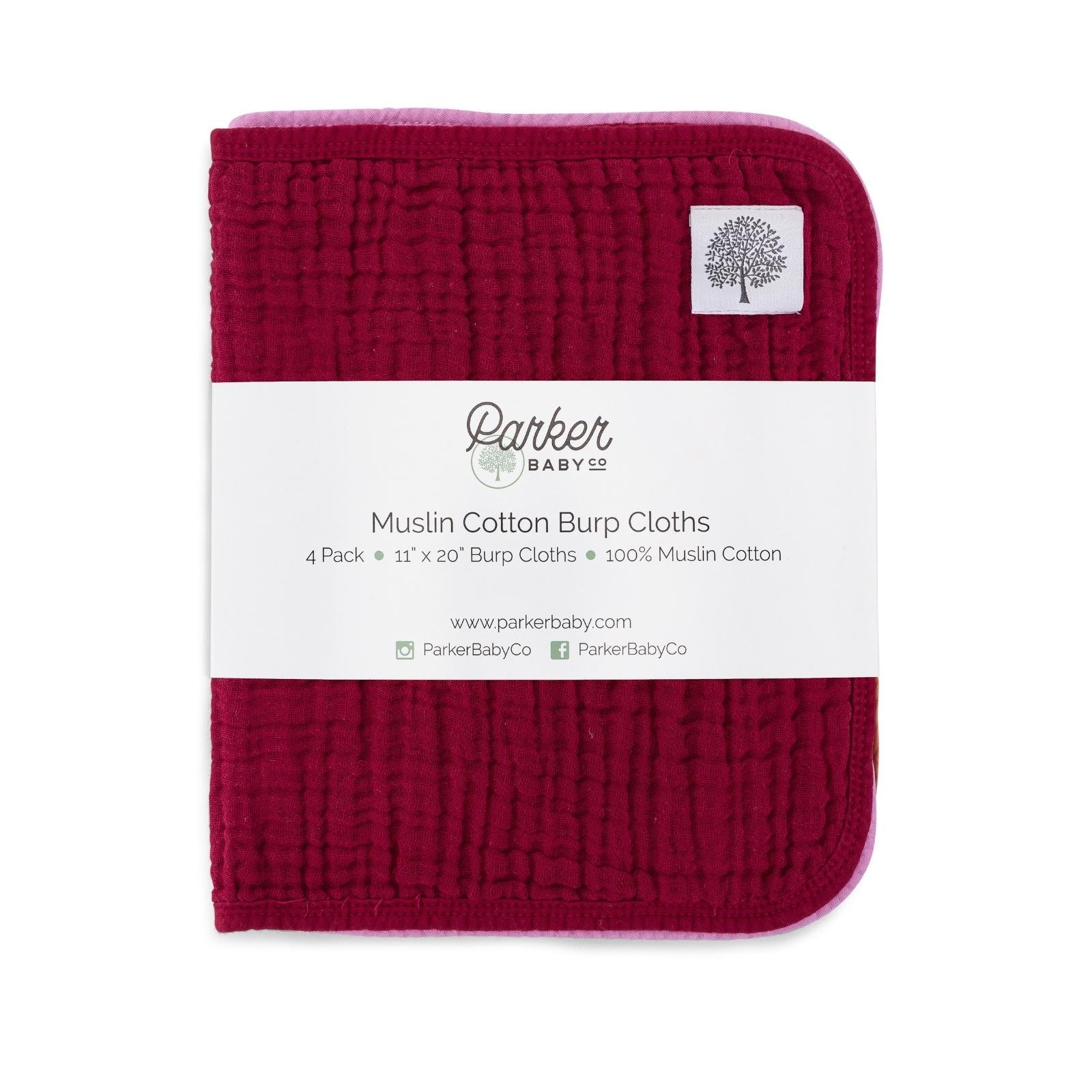Rose Set - Muslin Burp Cloths (4 Pack) by Parker Baby Co., product view 15