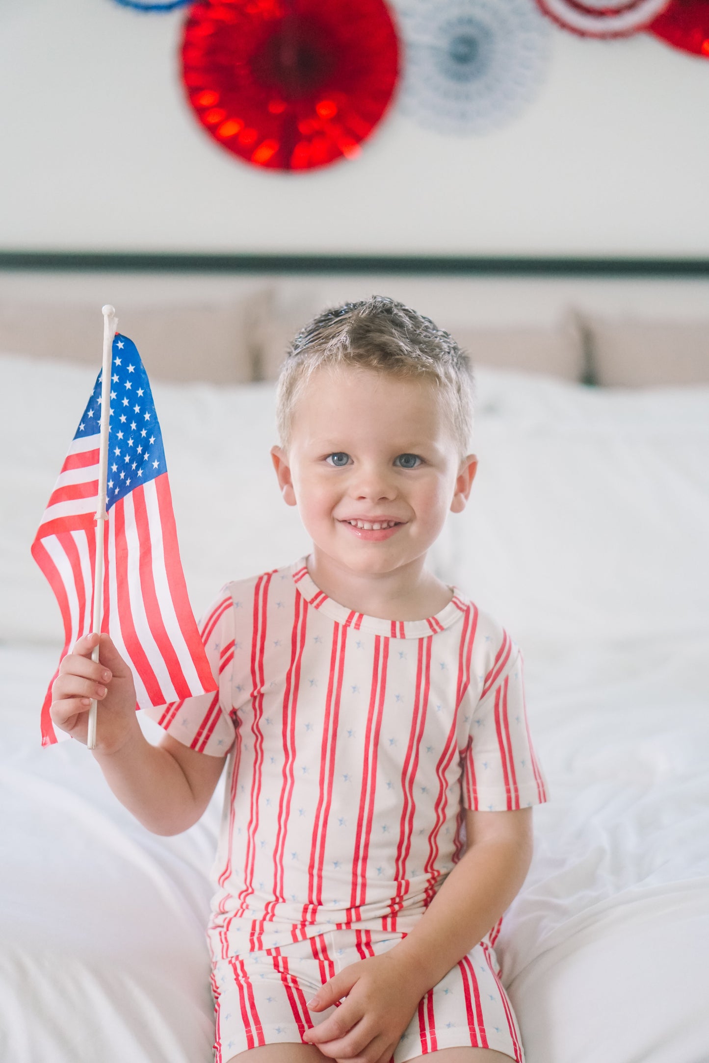 Stars & Stripes 2pc Bamboo Pajamas by Little Joy Co., product view 5